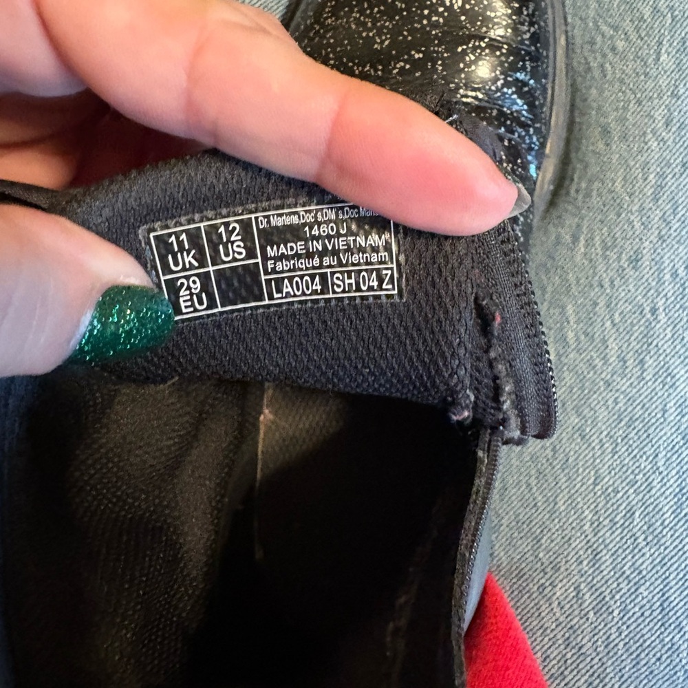 Dr. Martens Kids Glitter Combat Boots Black Lace Up‎ Size 12 (S4) - Picture 5 of 6